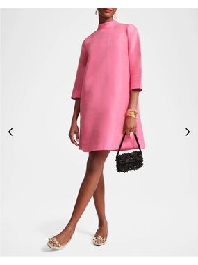 Frances Valentine Pink Mock-Neck Mini Shift Dress